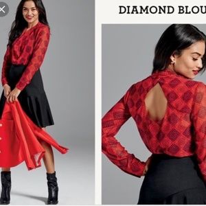 Cabi diamond patterned scoop neck blouse SZ MD